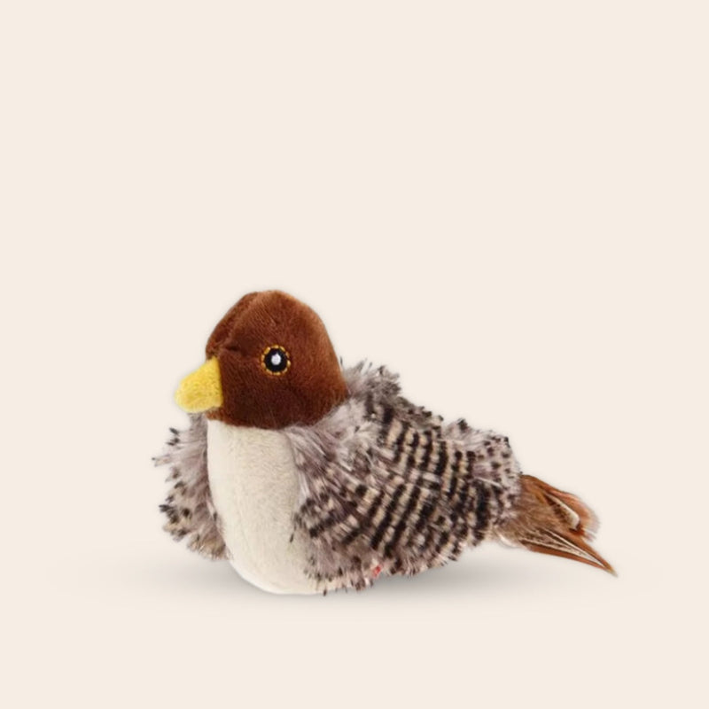 CharmPaws® Realistischer Simulationsvogel für Katzen – Kleiner Spatz (zwitschernd)